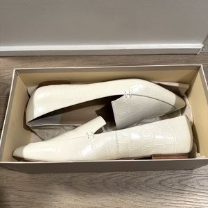 Marc Fisher LTD Zurri pointed toe loafer - ivory croc embossed leather